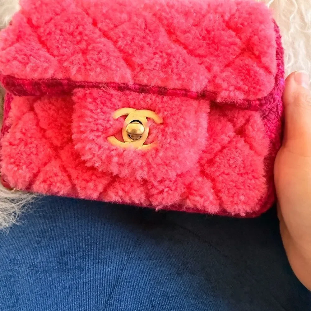 CHANEL Vibrant Pink Shearling Mini Bag